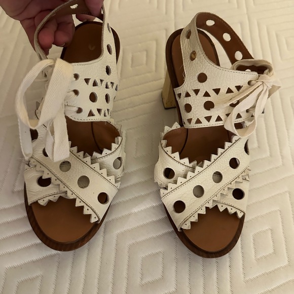Leifsdottir Cream Cutout Sandals - Picture 1 of 10